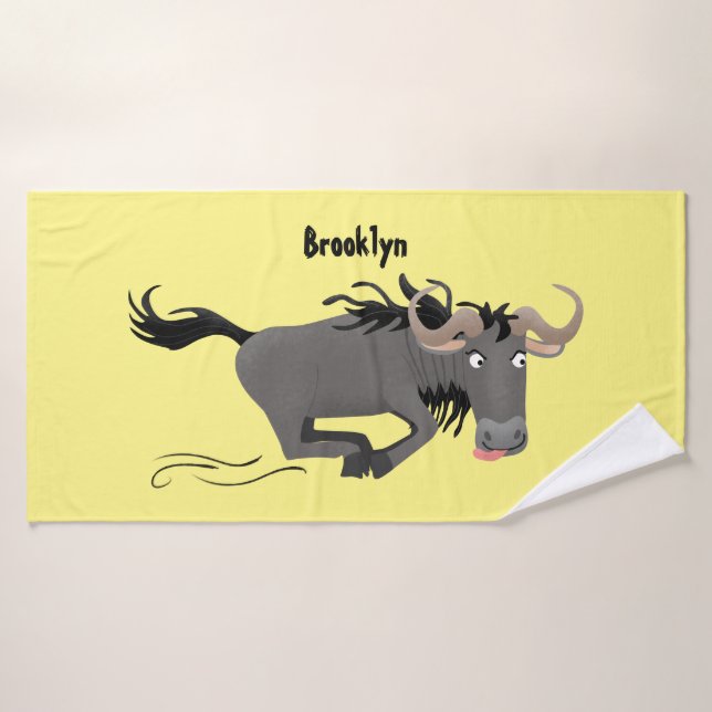 Funny Wildebeest corriendo ilustracion personaliza (Toalla de baño)