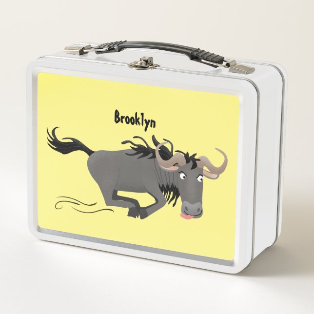 Funny Wildebeest corriendo ilustracion personaliza (Anverso)