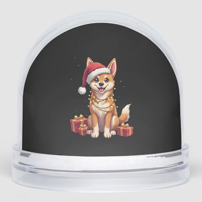 Funny Xmas Lighting Santa Hat Tamaskan Dog Christm (Anverso)