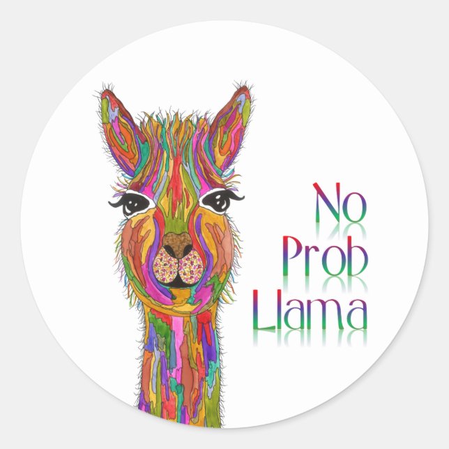 Funny y coloridos Pegatinas de No Prob Llama (Anverso)