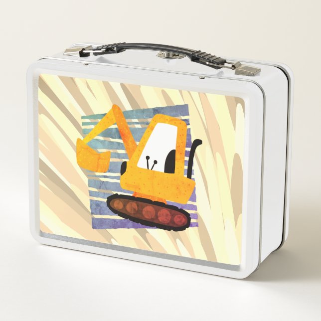 Funny Yellow Excavators Kids Machinery Design (Reverso)