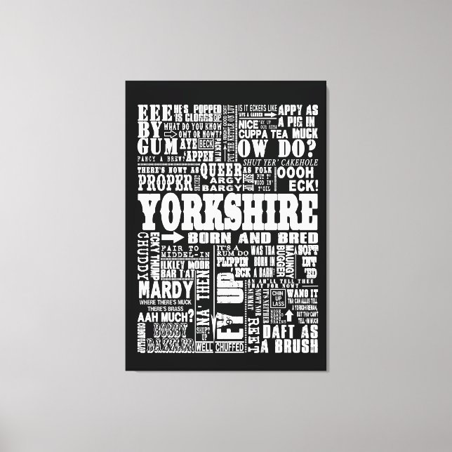 Funny Yorkshire Dice lienzo blanco y negro (Anverso)