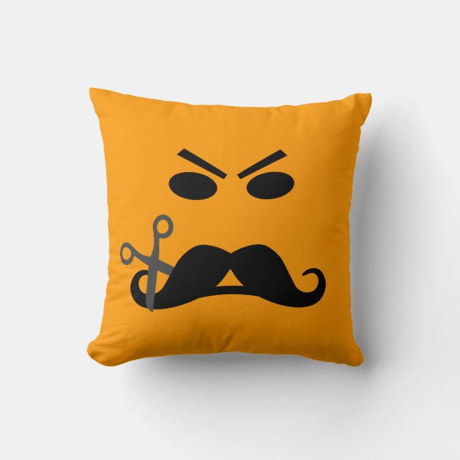 Furioso Mustache personalizado lanzar almohada (Anverso)