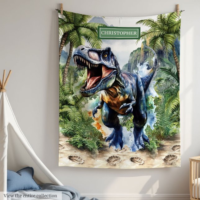 Furioso Personalizado personalizado de la manta de (Furious T-Rex Dinosaur Blanket Personalized Custom)