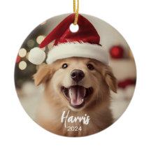 Furry + Brillante Perro Cute Foto Ornamento de Nav