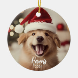 Furry + Brillante Perro Cute Foto Ornamento de Nav