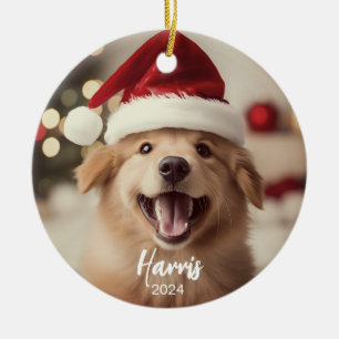 Furry + Brillante Perro Cute Foto Ornamento de Nav