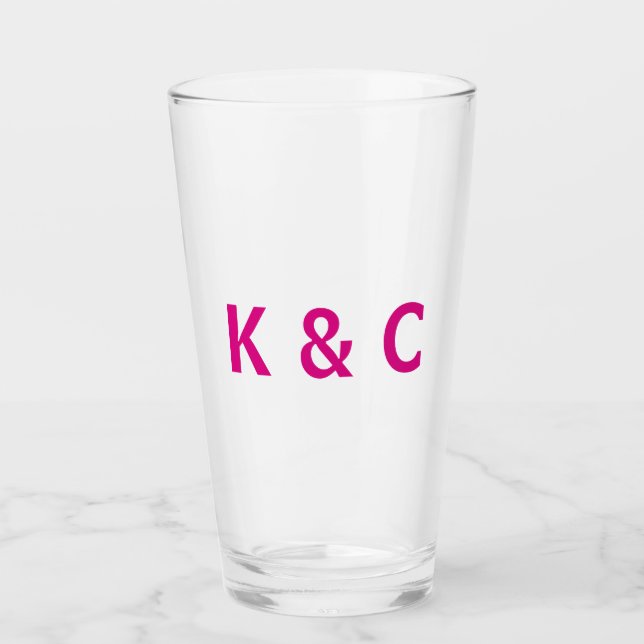 Fuschia Monograma Boda moderno (Anverso)