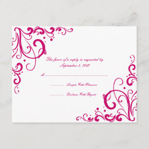 Fuschia y boda blanca y floreciente RSVP