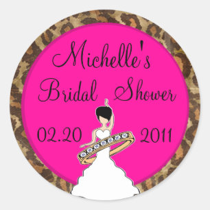 Fuscia Bridal Shower Pegatinas