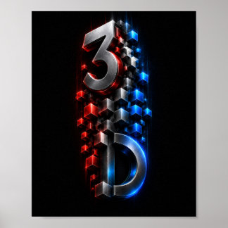 Fusión 3D Vertical | Diseño de Póster de Cubo Futu