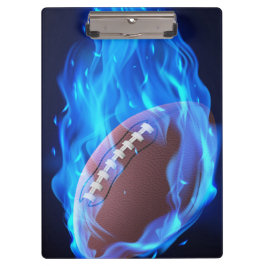 Fútbol con portapapeles de llamas azules