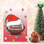 Fútbol Feliz Navidad Con Tarjeta Santa Hat<br><div class="desc">¡Esta es una maravillosa tarjeta de Navidades para los amantes del fútbol! ¡Puedes personalizar y personalizar el mensaje interno!</div>