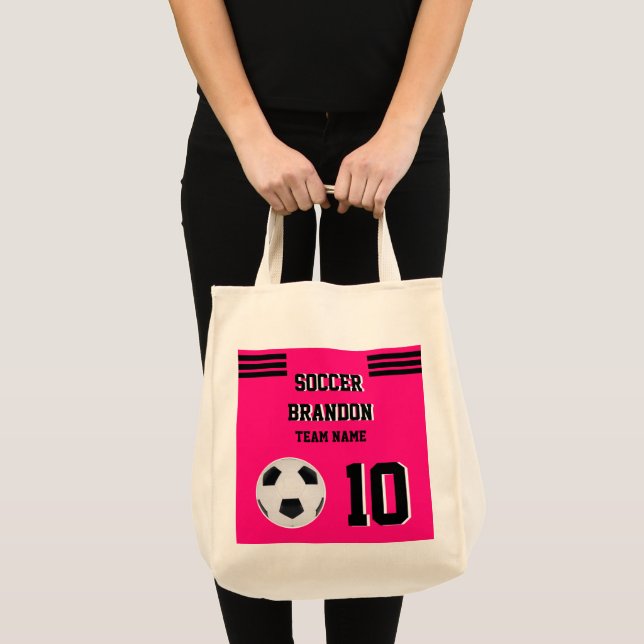 fútbol fuchia bolsa de tote negro gol personalizad (Anverso (producto))