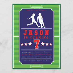 Fútbol - Fútbol - Niños - Cumpleaños - Invitación