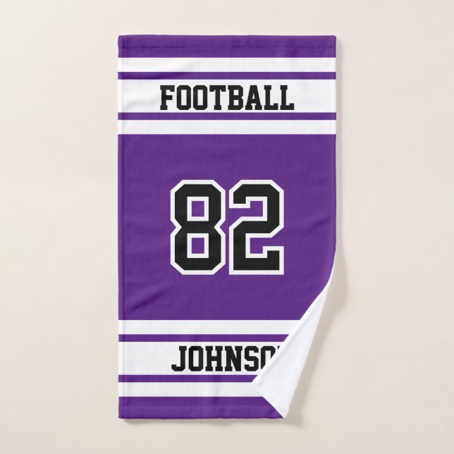 Fútbol 🏈 morado y blanco - 100% Personalizar (Toalla de mano)