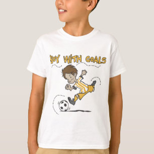 Fútbol - muchacho con las camisetas y los regalos