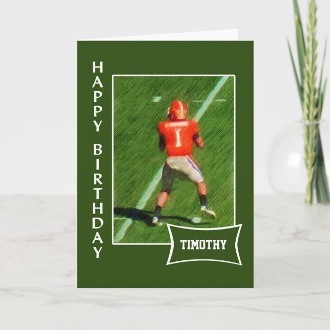 Fútbol - Tarjeta de cumpleaños con nombre personal (Anverso)