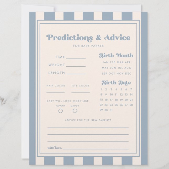 Futura tarjeta de predicciones/consejos para baby  (Anverso)