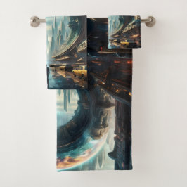 Futurista portal de planetas alienígenas con puert