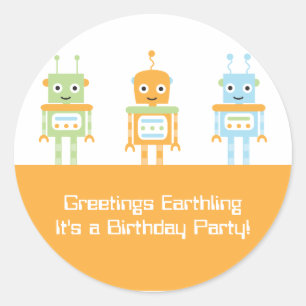 Futuristas pegatinas de la fiesta de cumpleaños de