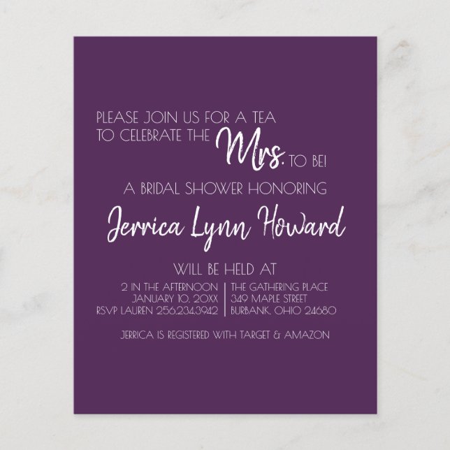 Futuro Sr. y la Sra. Bridal Shower Flyer (Frente)