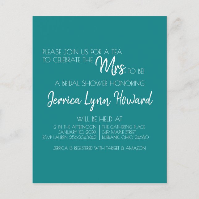 Futuro Sr. y la Sra. Bridal Shower Flyer (Frente)