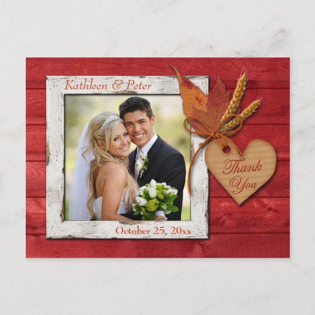 FUX Wood, hojas, corazón gracias tarjeta postal (Anverso)