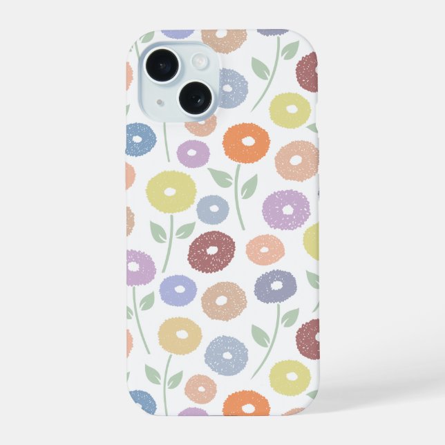 Fuzzy Flower Rpt Pattern Pastels on White (Reverso )