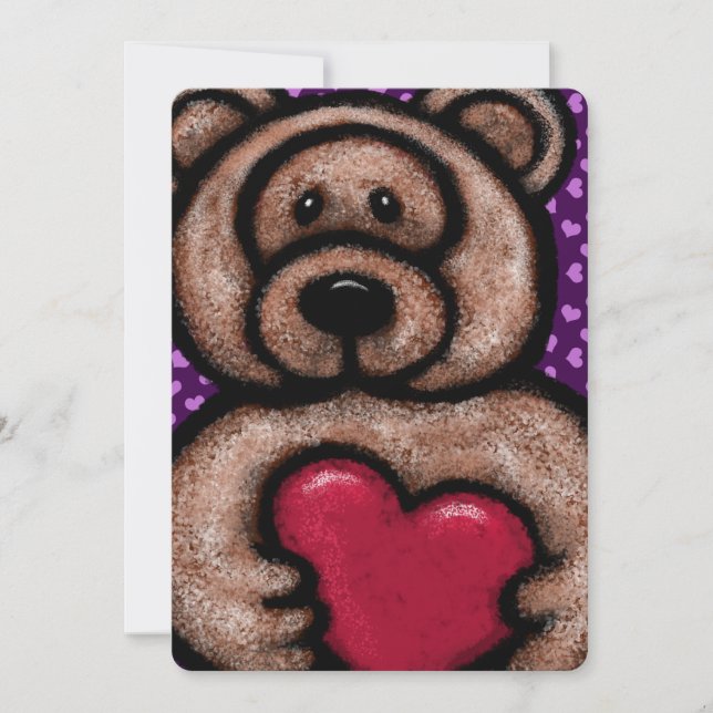 Fuzzy Teddy Bear Valentine (Anverso)