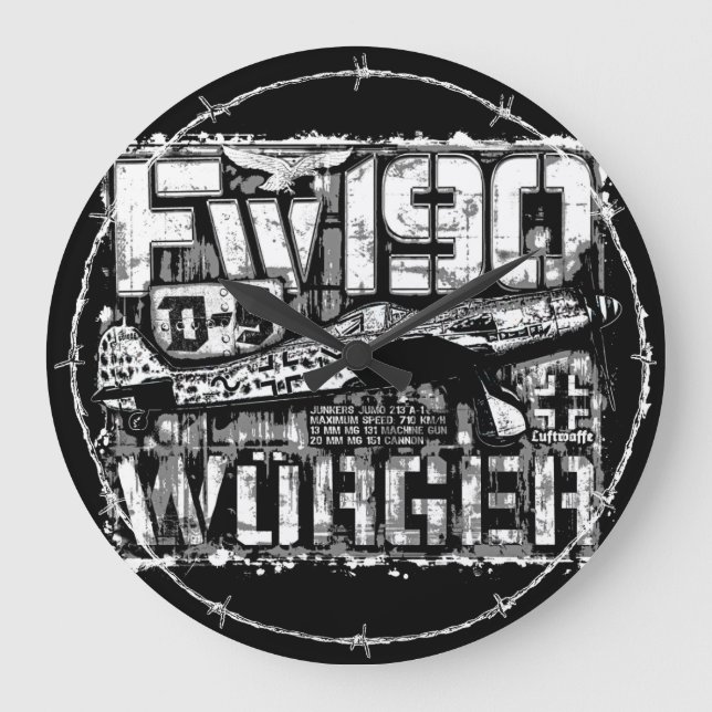 Fw 190 D-9 Reloj de pared acrílico (Anverso)