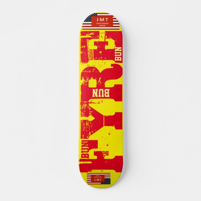 ¡FYRE BUN! Skateboard JMT, 73" Deck (Anverso )