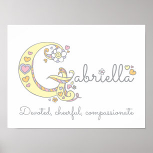 G arte en monograma Gabriella chicas nombre poster