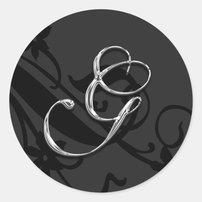 G Letra monograma Boda Sello para sobres negro (Anverso)