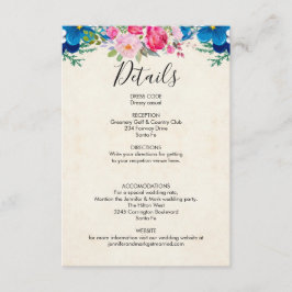 Gabinete de detalles del Boda de flores rosas y az