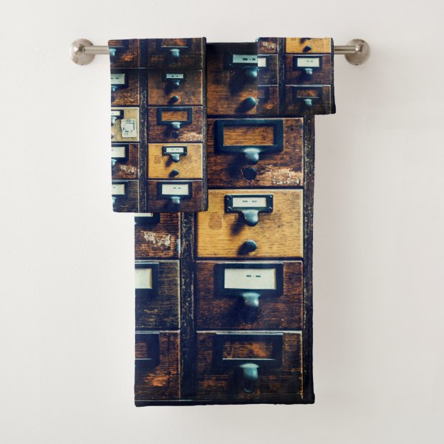 Gabinete de madera de catálogo de tarjetas de bibl (In situ)