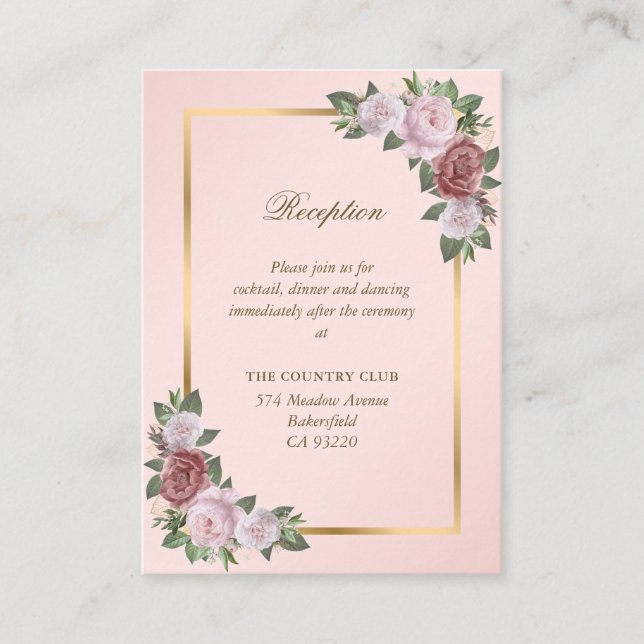 Gabinete de recepción de la boda floral de oro ros (Anverso)