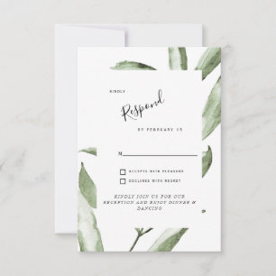 Gabinete RSVP de boda simple de follaje