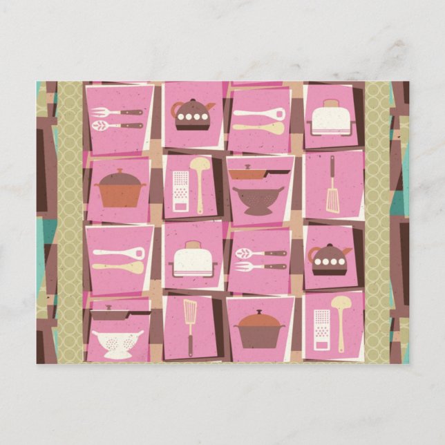 Gadgets de cocina - Postales rosas (o Tarjeta de r (Anverso)