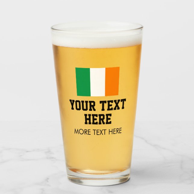 Gafas de cerveza St Paddys con bandera irlandesa (Anverso (lleno))