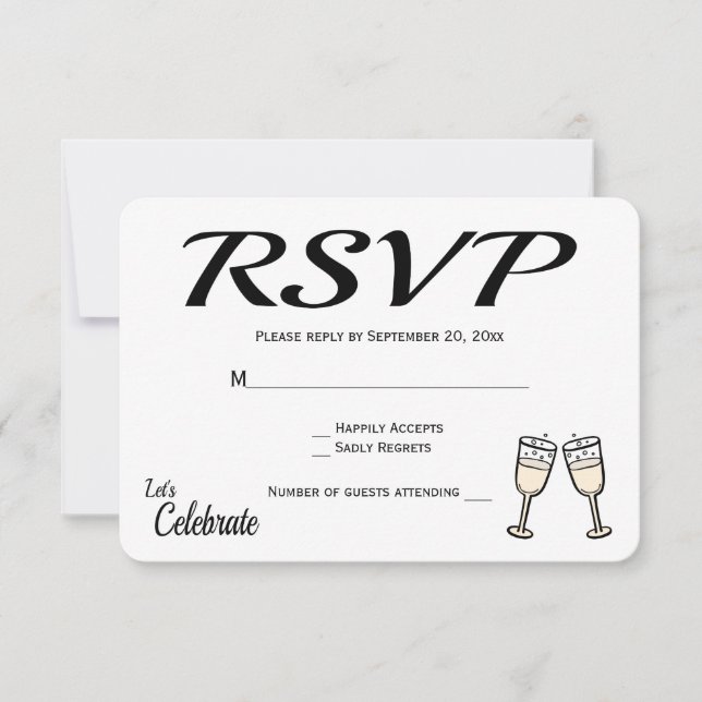 Gafas de champagne Boda Bubbly Black, White RSVP (Anverso)