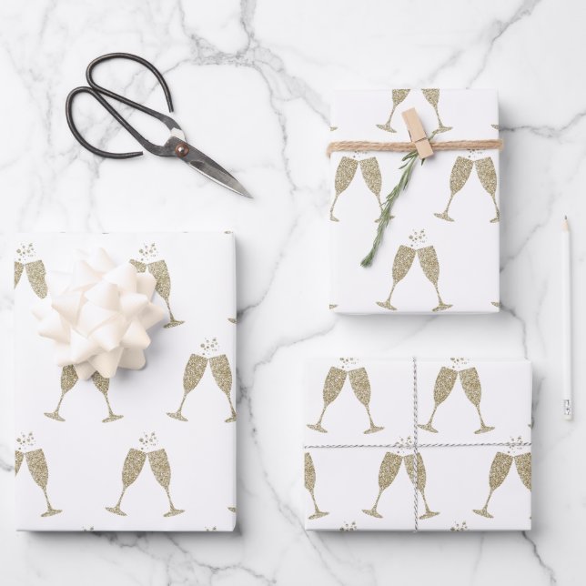 Gafas de champán Hojas planas de papel envuelto (Anverso)