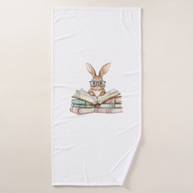 Gafas de conejo de lectura linda Libros T de lecto (Toalla de baño)