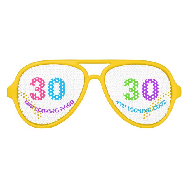 GAFAS DE FIESTA DE AVIADOR 30.º CUMPLEAÑOS FIESTA, DIVERTIDO Y BIEN (Anverso)