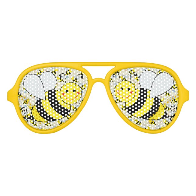 Gafas De Fiesta De Aviador Abeja de burbujas con patrón (Anverso)