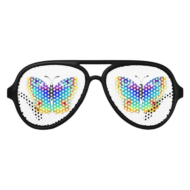 Gafas De Fiesta De Aviador Arcoiris mariposa Peacock Eye (Anverso)
