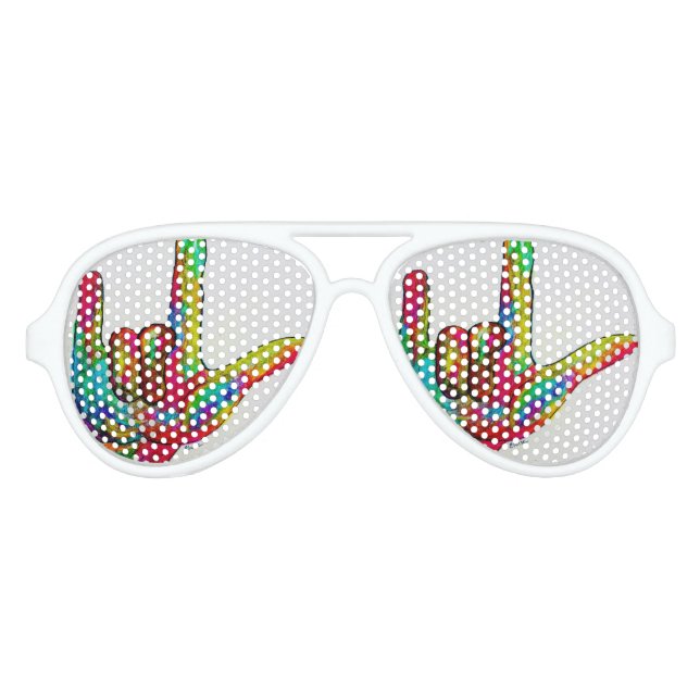 GAFAS DE FIESTA DE AVIADOR ASL, TE AMO (Anverso)