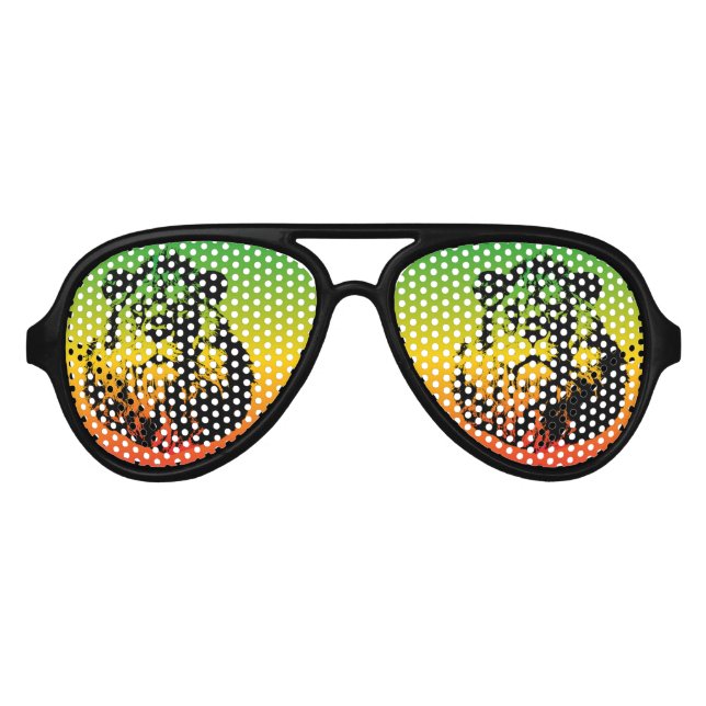 Gafas De Fiesta De Aviador Bandera rasta y cabeza de león (Anverso)