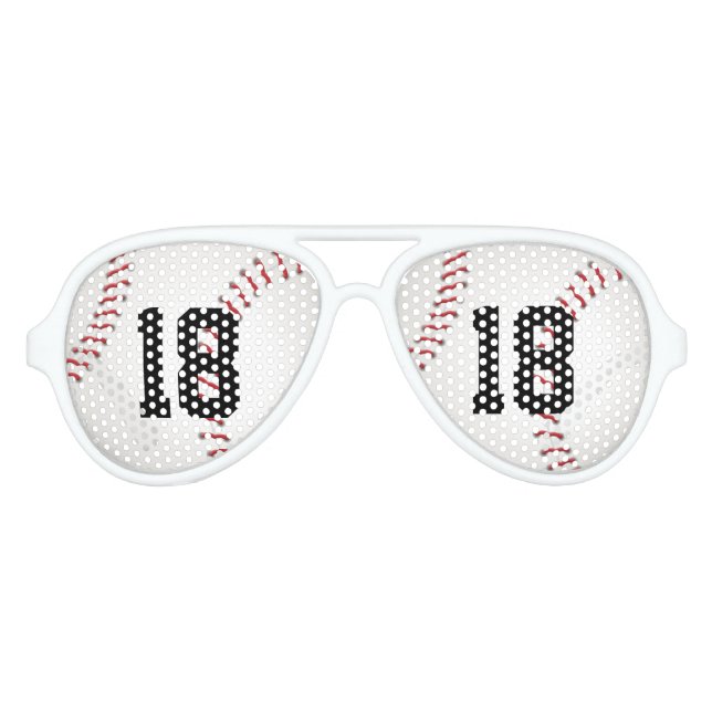 Gafas De Fiesta De Aviador Béisbol con tu propio número | Regalo deportivo (Anverso)