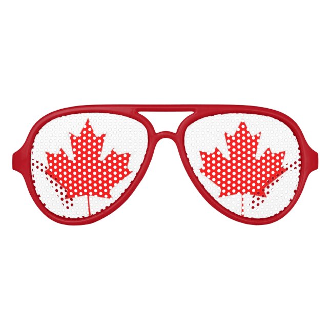 GAFAS DE FIESTA DE AVIADOR CANADÁ MAPLE LEAF (Anverso)